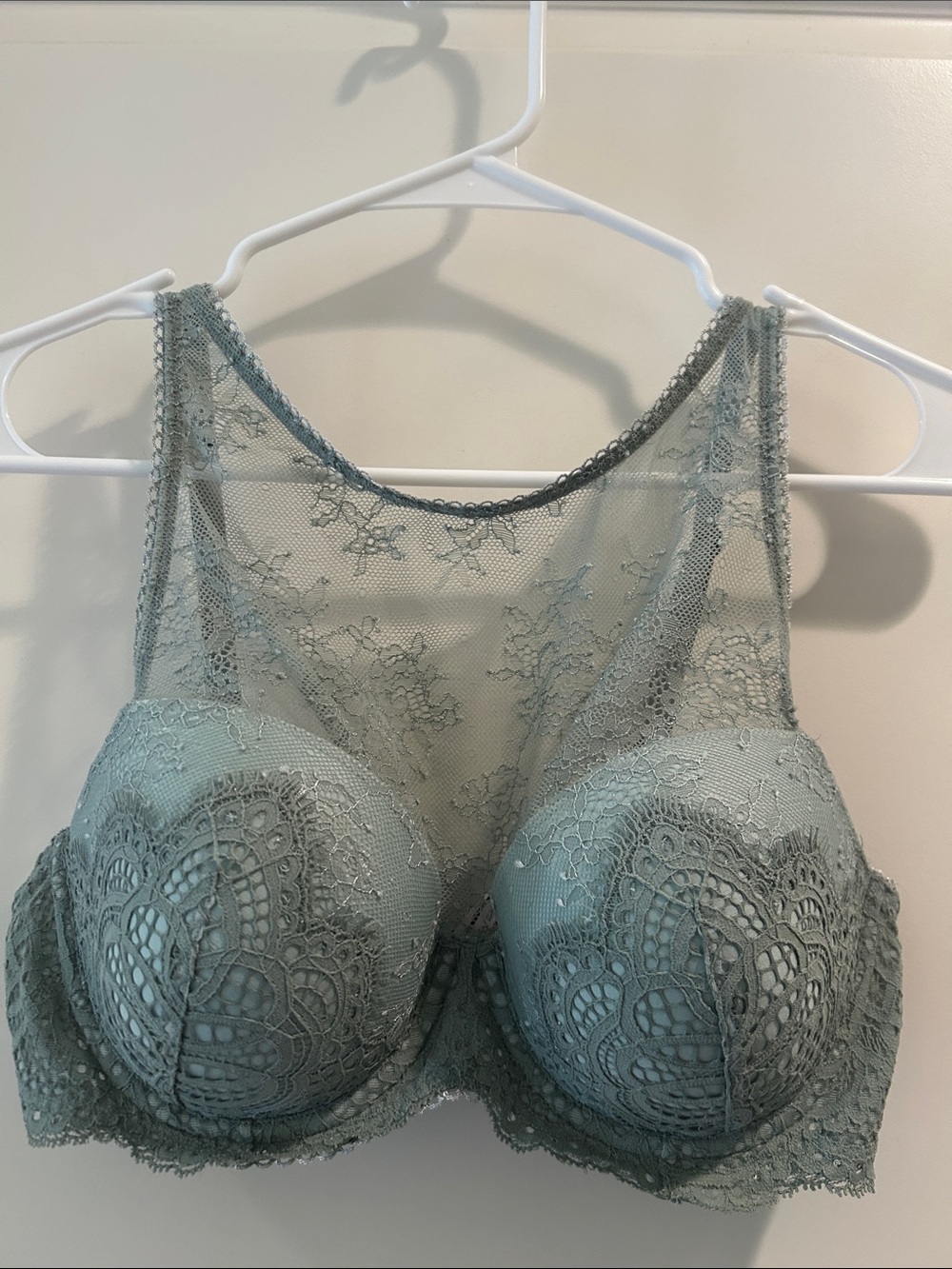 Victoria’s Secret Dream Angels Lace High-Neck Bralette Lovely Sage Green 36C